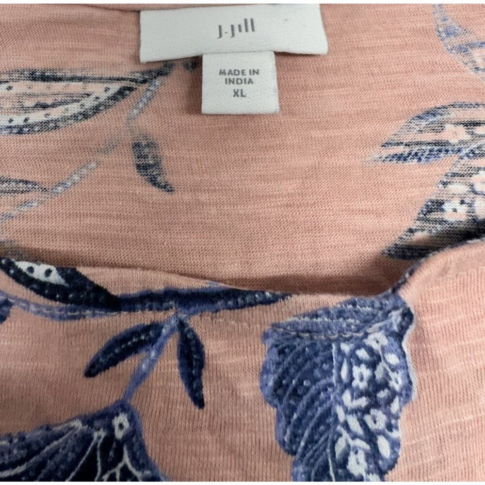 J Jill Top Womens XL Blouse Pink Floral Print Stretch Boatneck Romantic - Picture 2 of 8